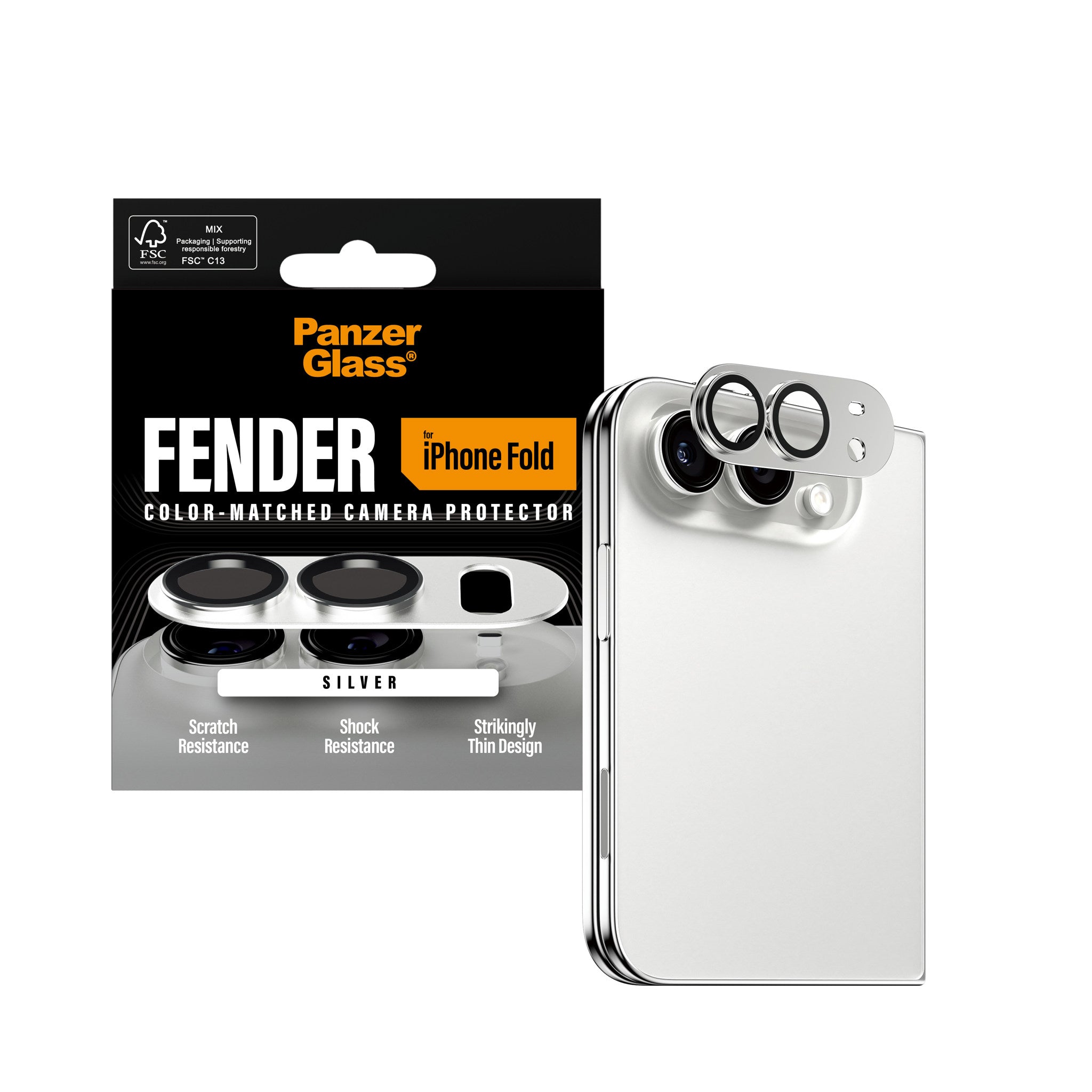 PanzerGlass® Fender Camera Lens Protector Silver iPhone 2026 Fold